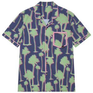 2026 Summer New Men's Printed Bubble Gauze Satin Shirt Anti-Wrinkle Cuban Collar Hawaiian Plaid Shirt