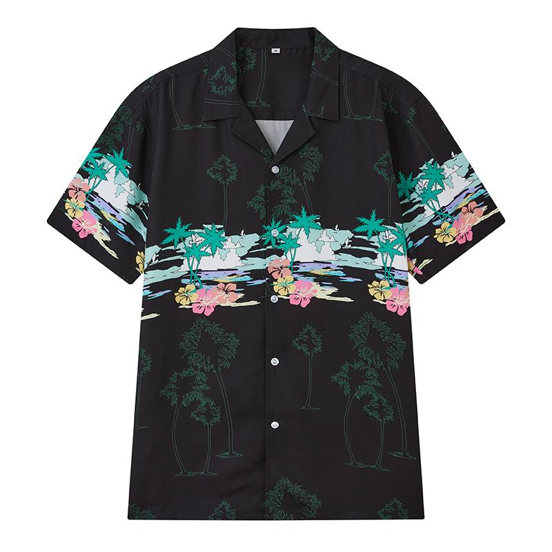 Custom printed camp collar shirt manufactured in China