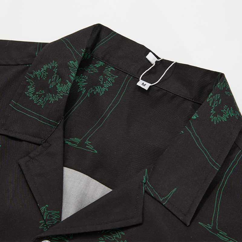 Camp collar printed shirt close-up
